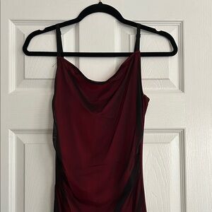 Source Unknown One Shoulder Burgundy Dress